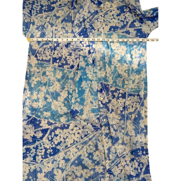 Vera Formfit Rogers Sheer Blue Floral Nightgown Housecoat Elegant Vintage Size S - Picture 7 of 8